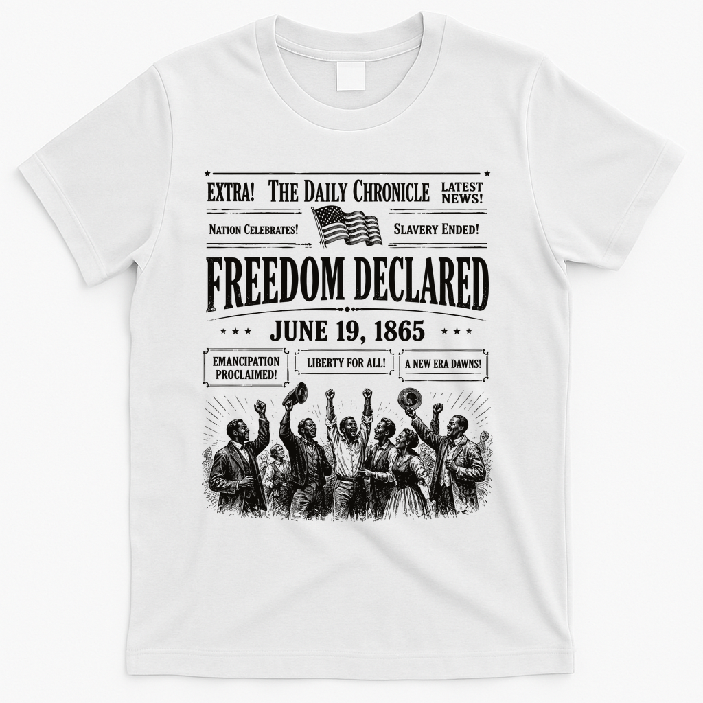 Vintage Juneteenth Freedom Declared 1865 Newspaper T-Shirt product image 2