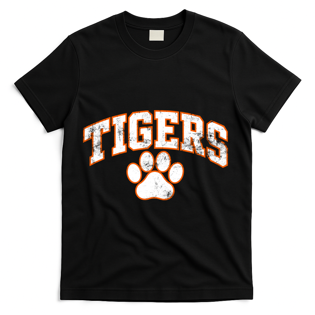 Vintage Tigers Paw Print Graphic Sports T-Shirt product image 1