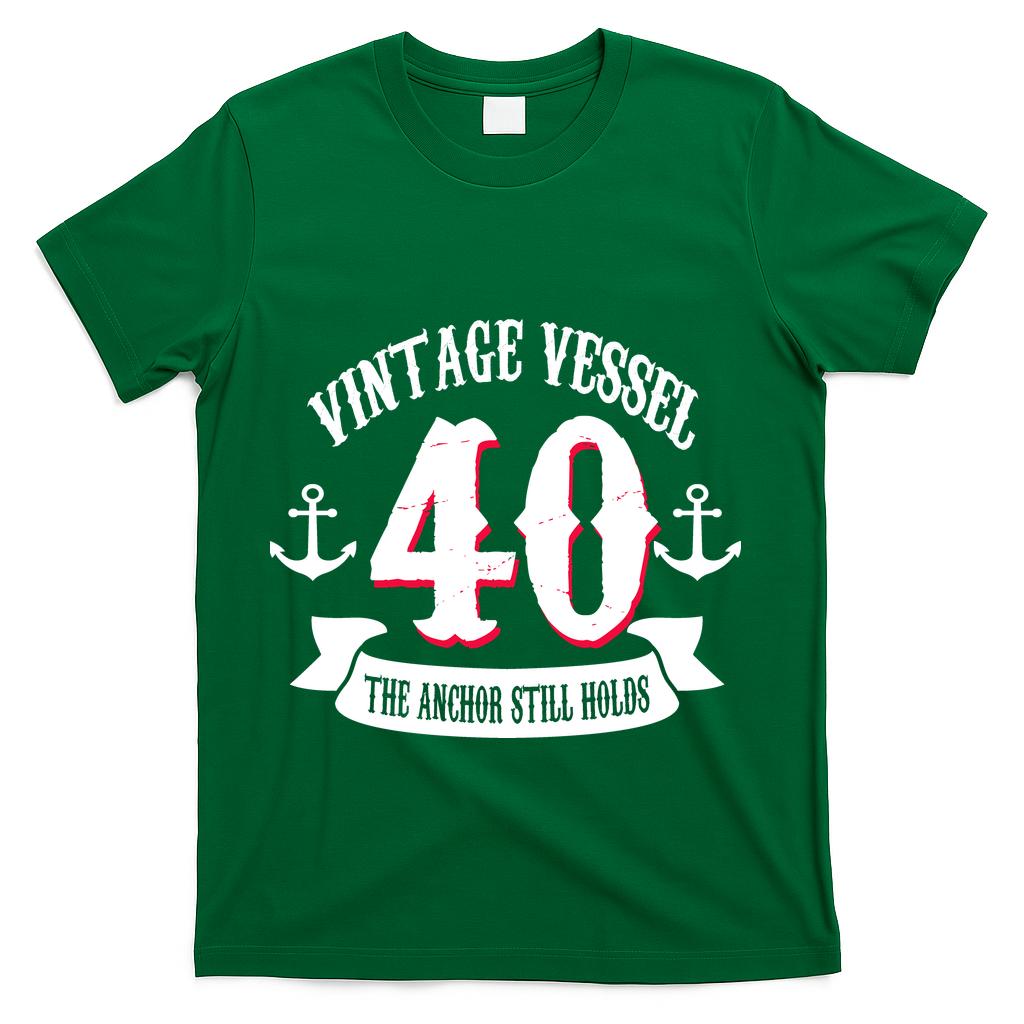 Vintage Vessel 40th Birthday The Anchor Still Holds T-Shirt product image 4